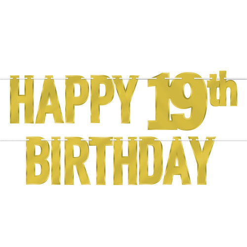 Foil Happy 19th Birthday Streamer