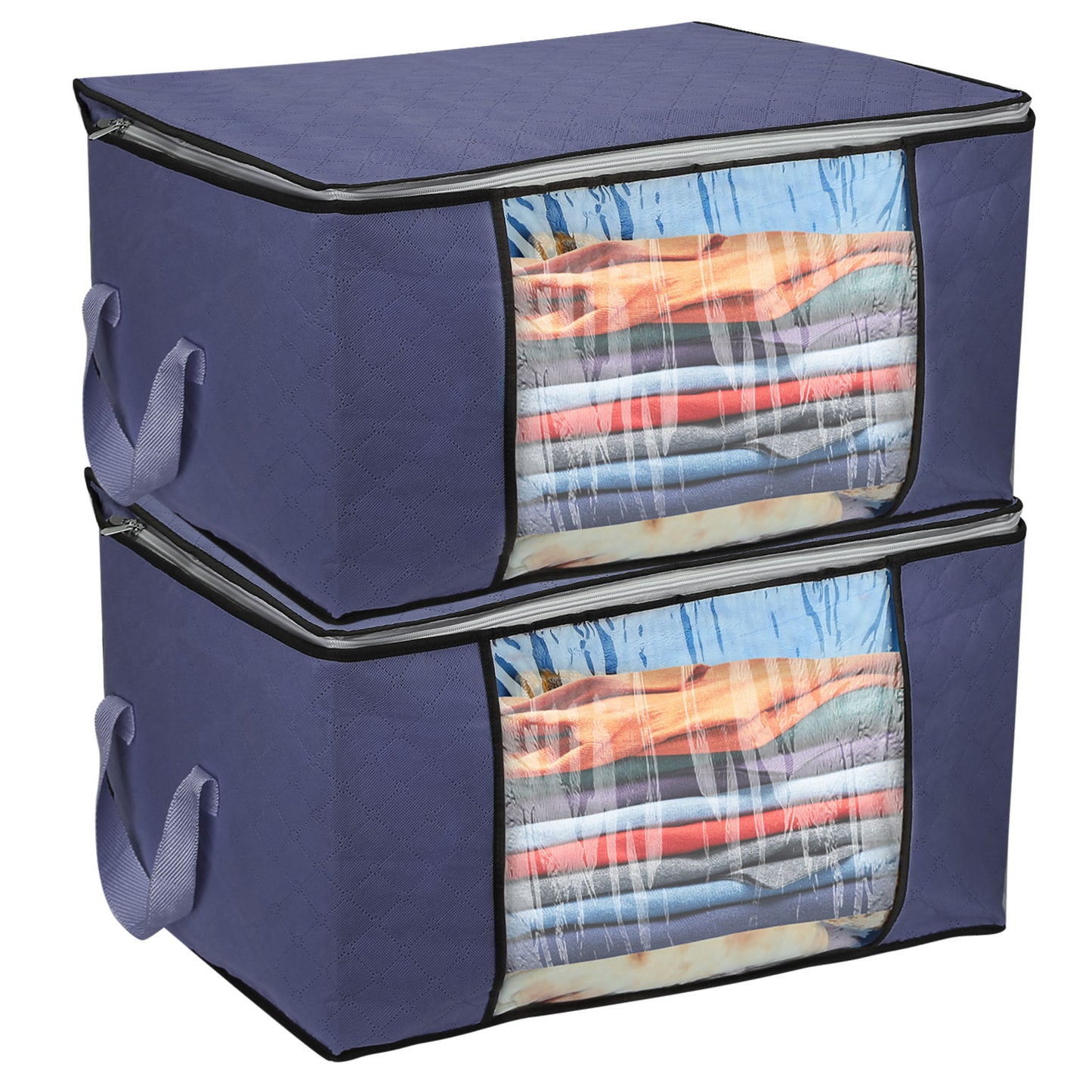 2Pcs Clothes Storage Bag 90L Large Capacity Foldable Closet Organizer w/ Th 7727