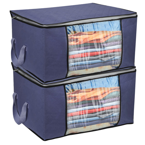 2Pcs Clothes Storage Bag 90L Large Capacity Foldable Closet Organizer w/ Th 7727
