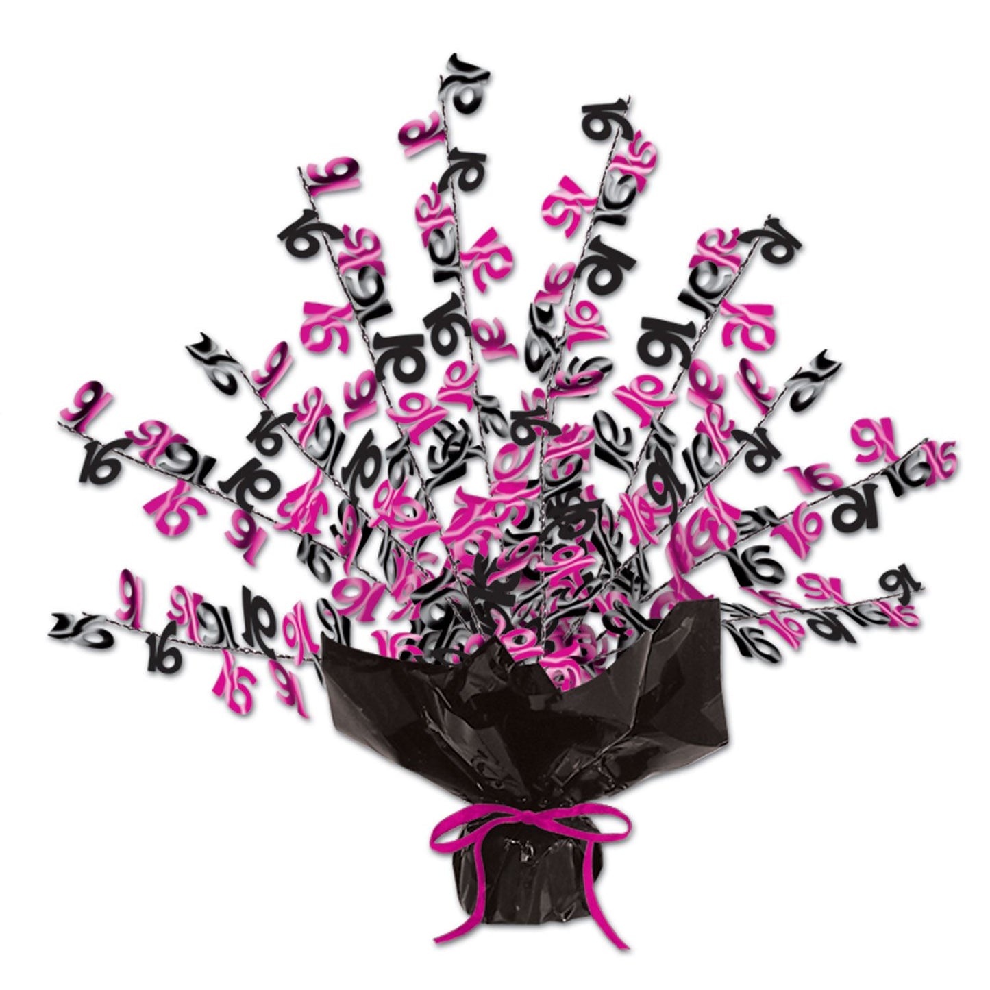 Beistle Black and Cerise 16 Gleam 'N Burst Centerpiece - Sweet 16 | Party