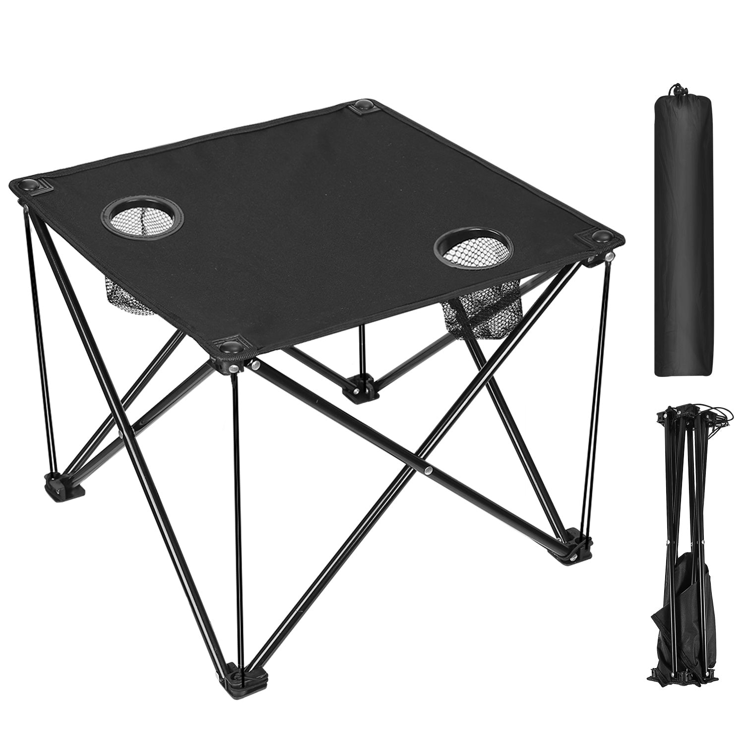 Foldable Camping Table Portable Picnic Table Lightweight Travel Desk with Cup