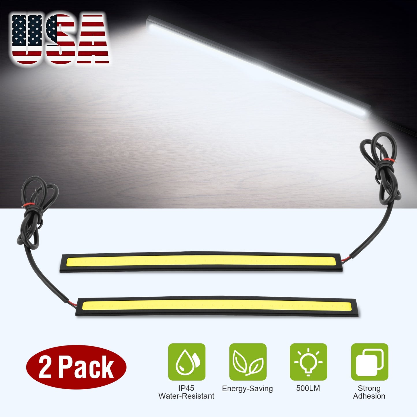 2Pcs LED Daytime Running Lights Car LED COB DRL Fog Lights IP45 Waterproof LED