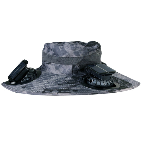 Outdoor Wide Brim Sun Hat With 2 Rechargeable Fans Solar Powered 3 Wind Spe 9853
