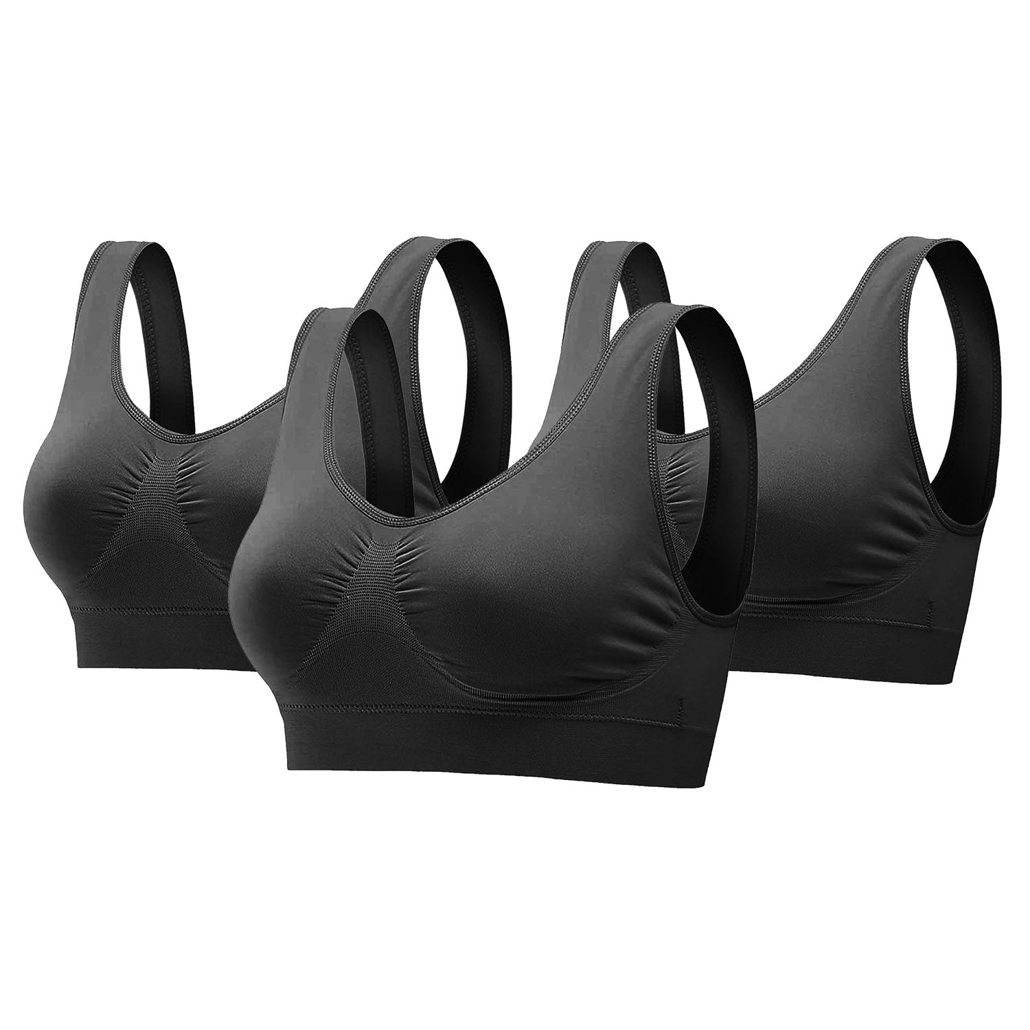 3 Pack Sport Bras For Women Seamless Wire-free Bra Light Support Tank Tops For
