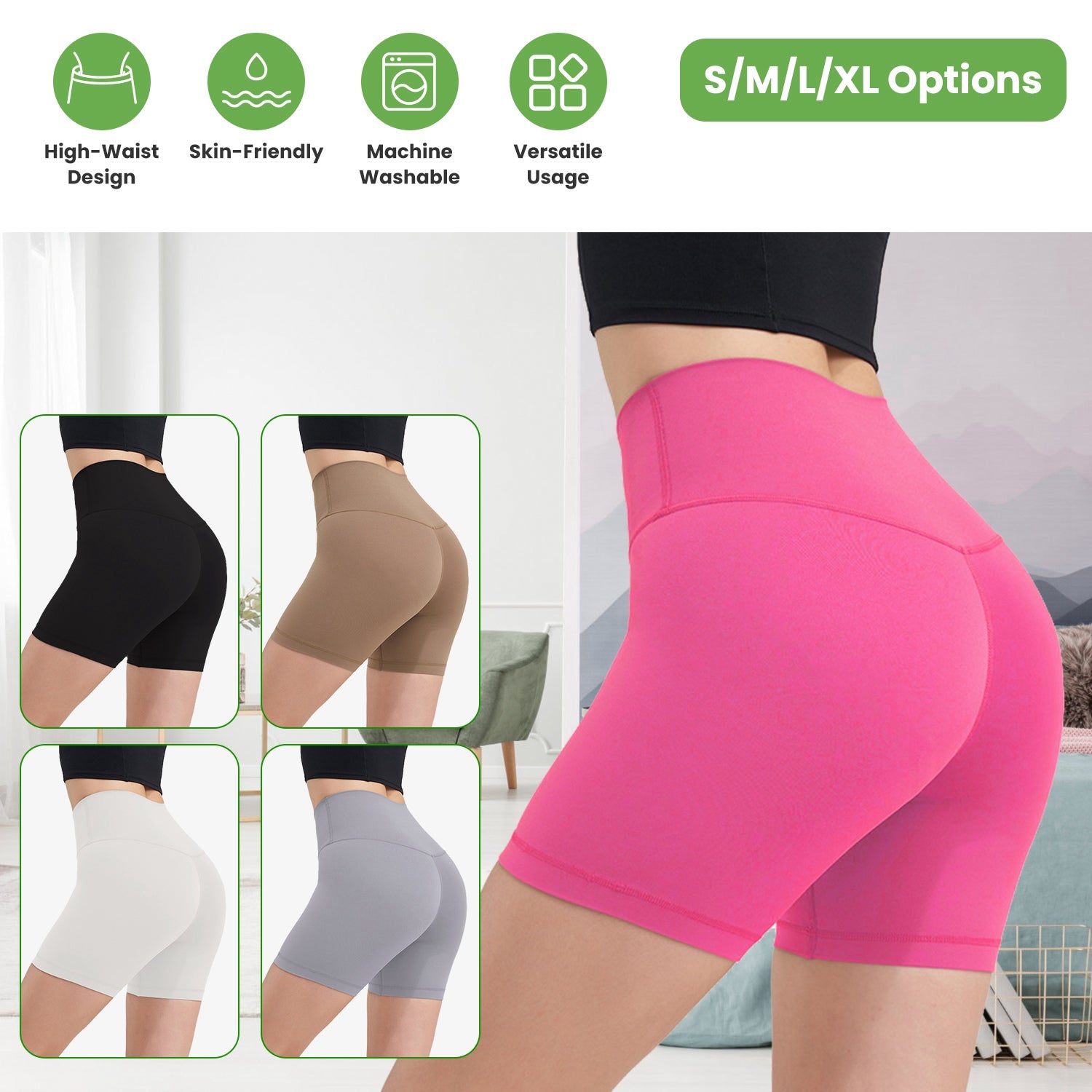 Women s High Waist Biker Shorts Tummy Control Pants Athletic Leggings Spandex