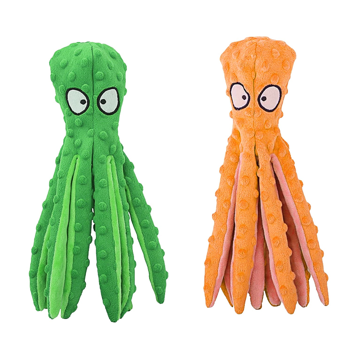2Pcs Squeaky Dog Toys No Stuffing Crinkle Plush Octopus Dog Teething Toy 9341