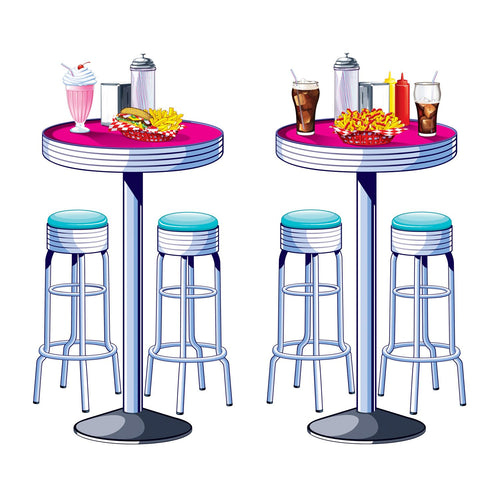 Beistle Soda Shop Tables and Stools Props - 50's/Rock & Roll | Party Supply