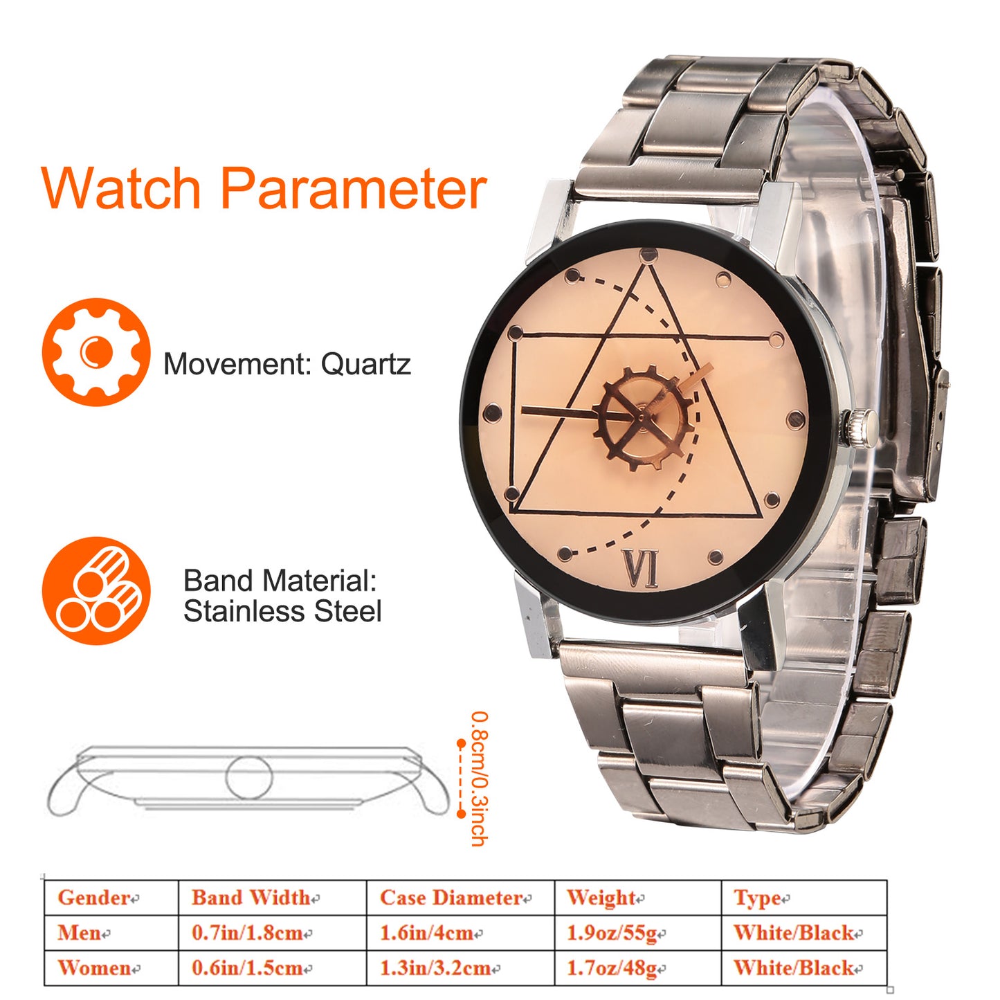 Couples Quartz Watch Men Women Stainless Steel Wrist Watch Ultra-Thin Cutting