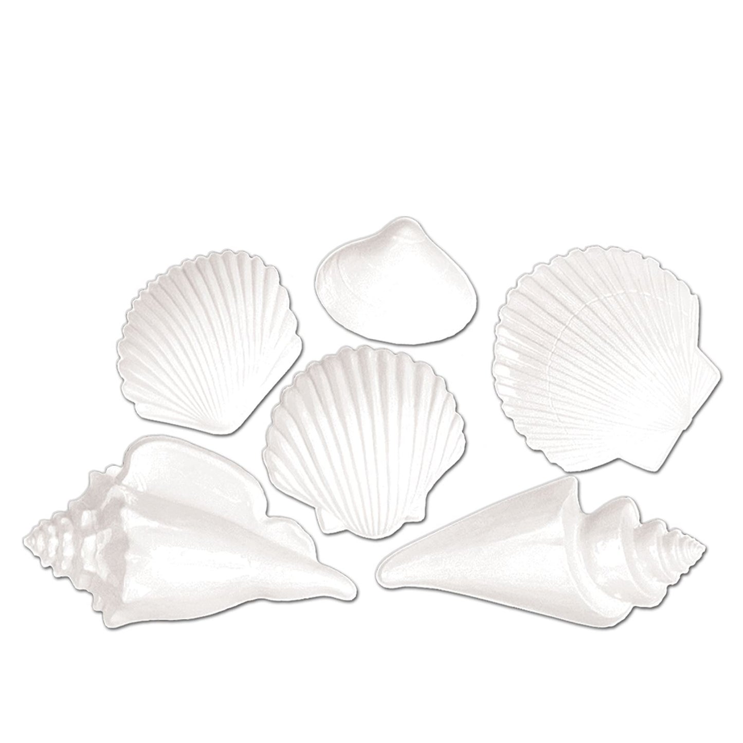 Beistle White Plastic Seashells - Luau | Party Supply | Decoration