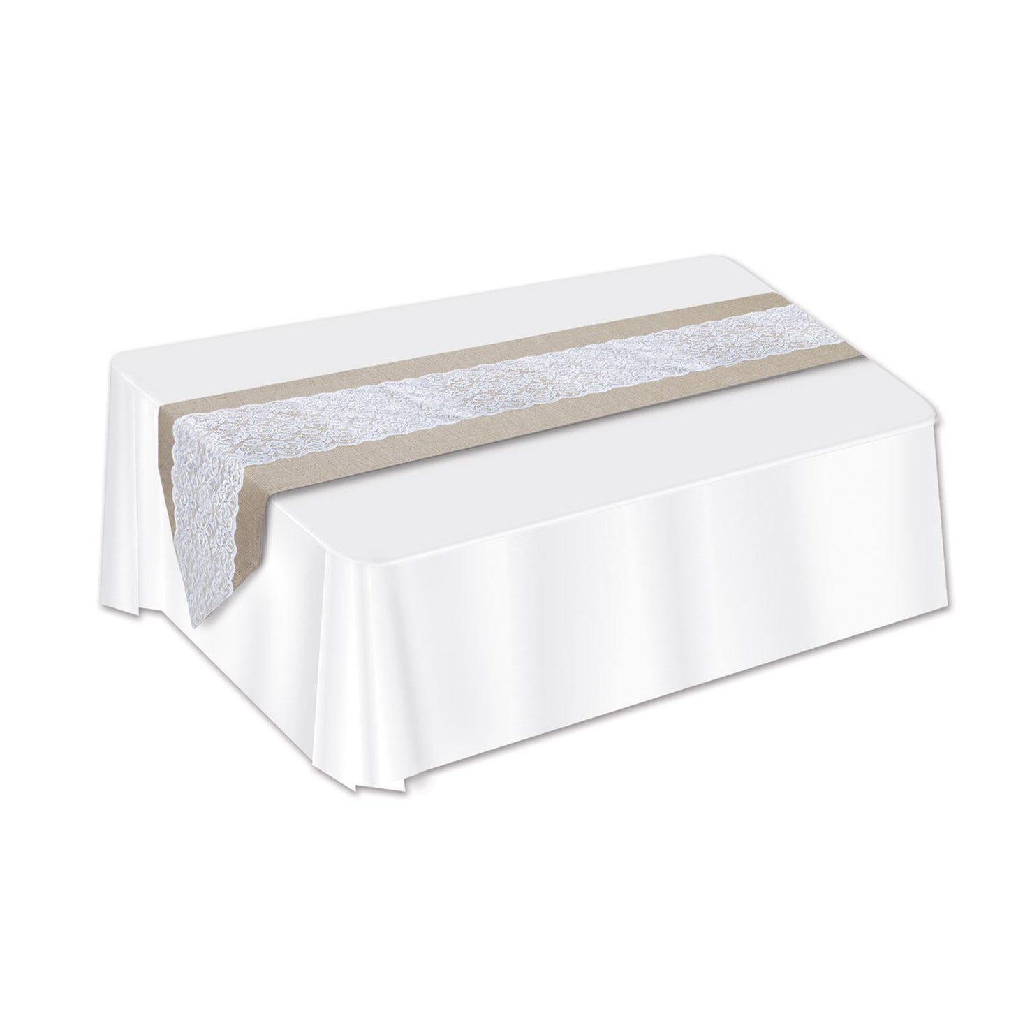Beistle Lace & Burlap Table Runner - Wedding | Party Supply | Decoration