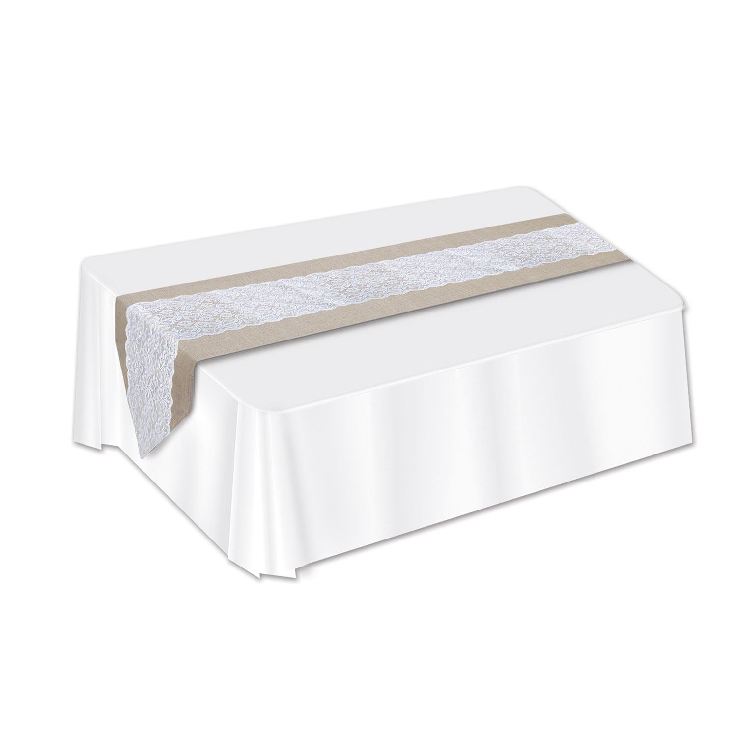 Beistle Lace & Burlap Table Runner - Wedding | Party Supply | Decoration