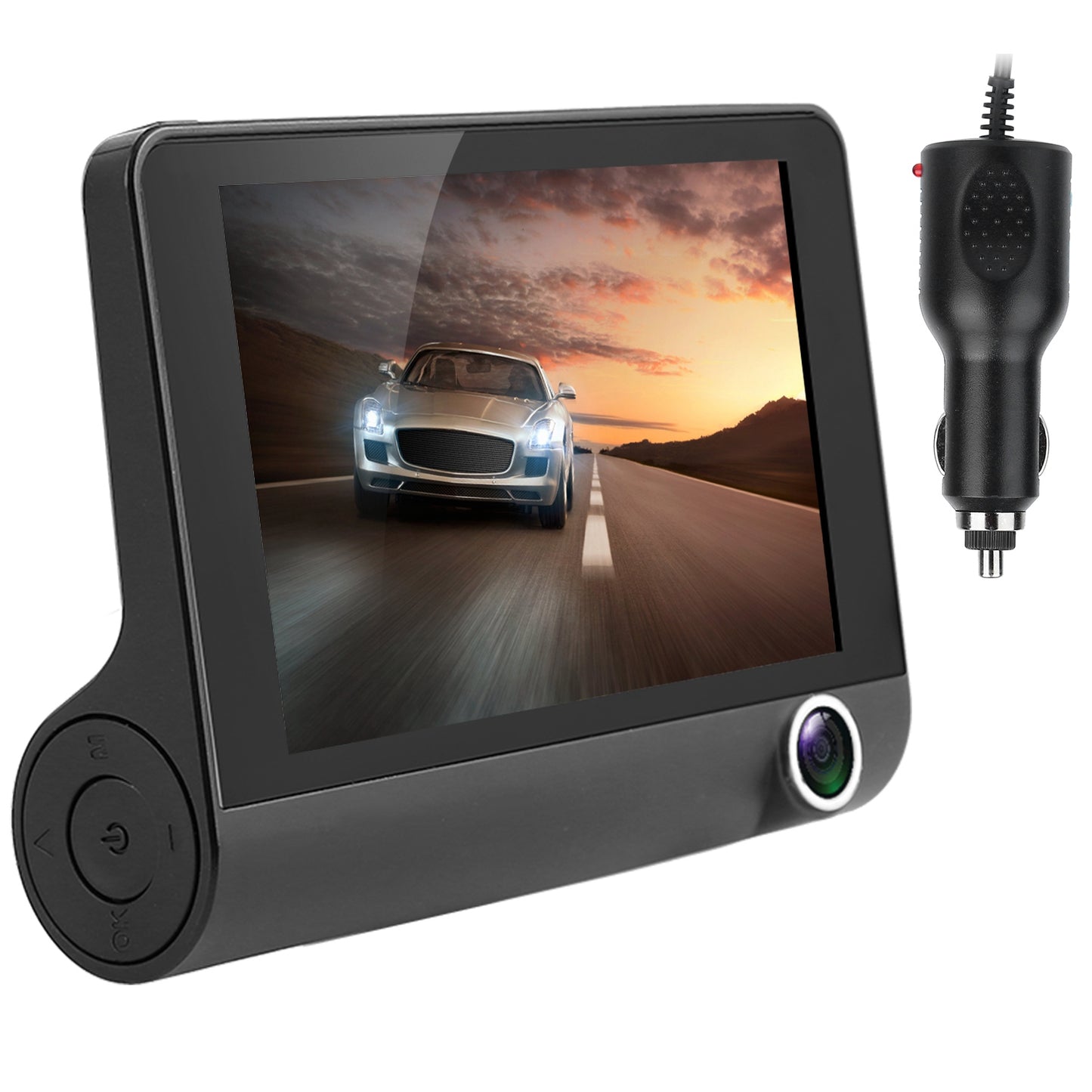 1296P Car DVR Dash Camera 4In 3 Lens Vehicle Driving Recorder Seamless