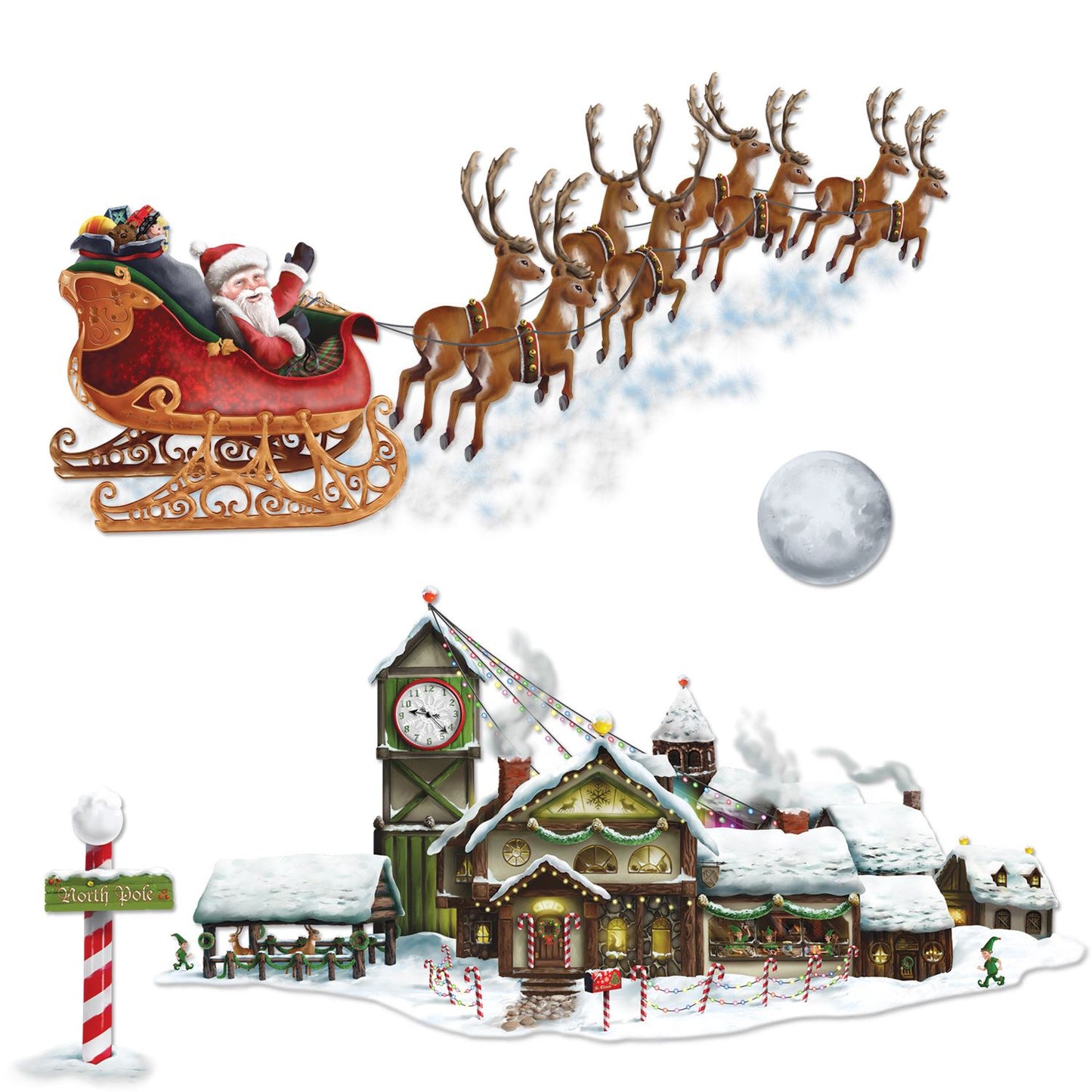 Beistle Santa's Sleigh and Workshop Props - Christmas/Winter | Party Supply
