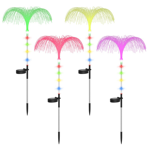 4Pcs Solar Powered Jellyfish Lights IP44 Waterproof Decorative Outdoor Lamps 7