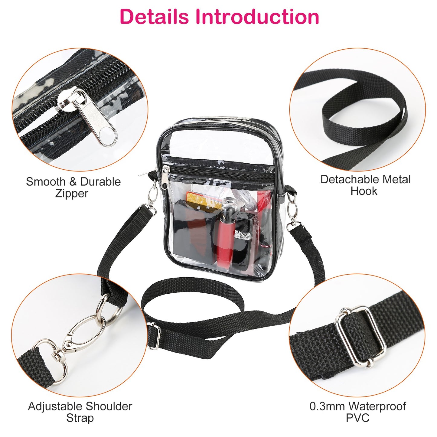 Clear Crossbody Bag Stadium Approved Clear Purse Transparent Small Shoulder Bag