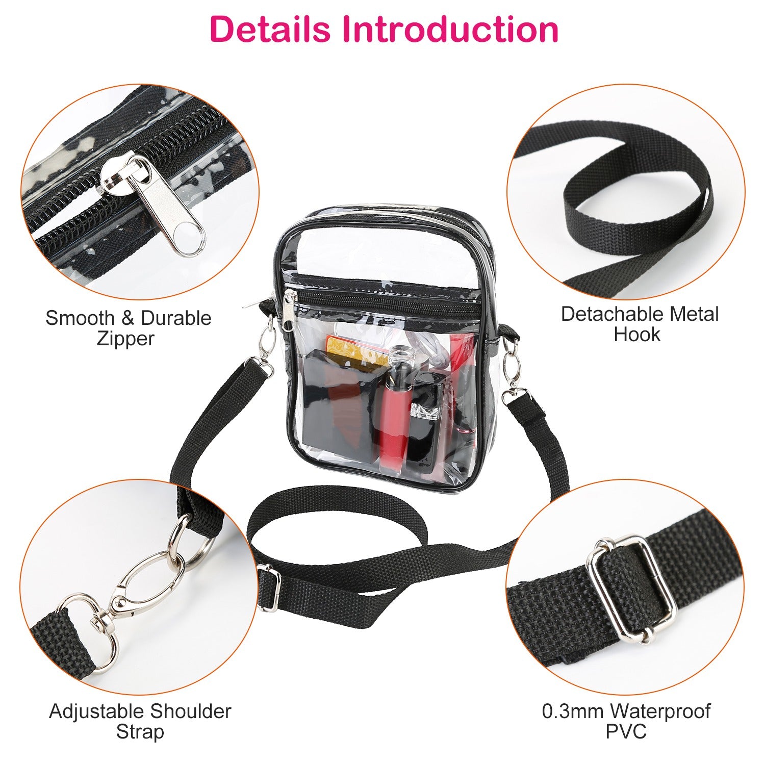 Clear Crossbody Bag Stadium Approved Clear Purse Transparent Small Shoulder Bag