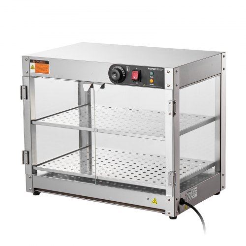 2-Tier Commercial Food Warmer Display Countertop Pizza Cabinet with Light