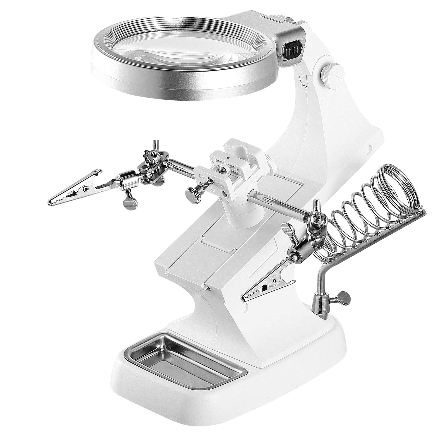 LED Light Helping Hands Magnifying Glass 3X/4.5X w/ 360°Adjust Third Hand