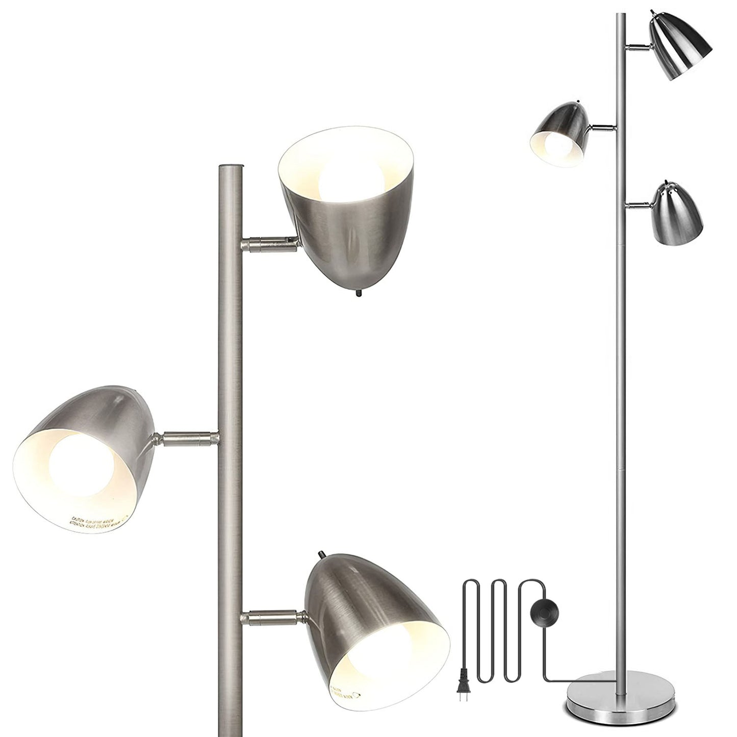 Black Tree Standing Floor Lamp Metal 3 Color Temperature Reading LED Bulb L 7768