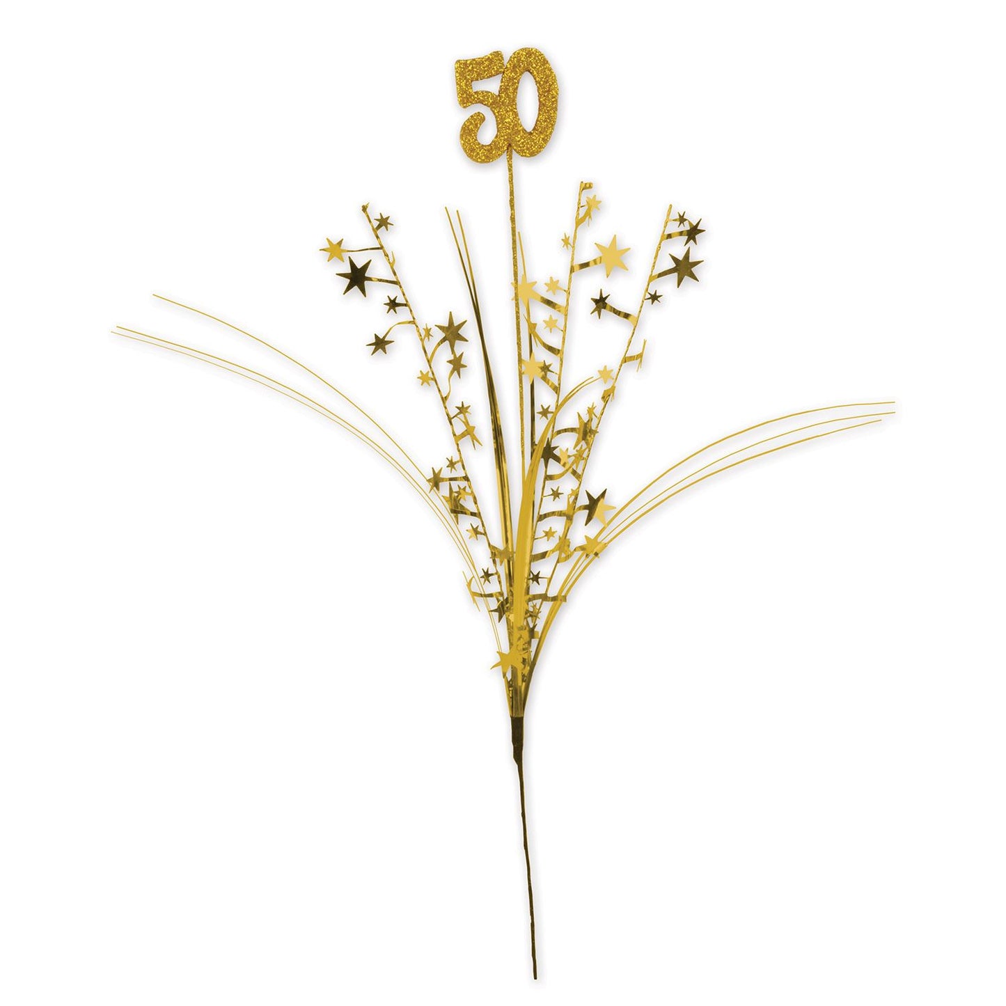 Beistle Glittered "50" Metallic Star Spray - Gold - Anniversary | Party Supply