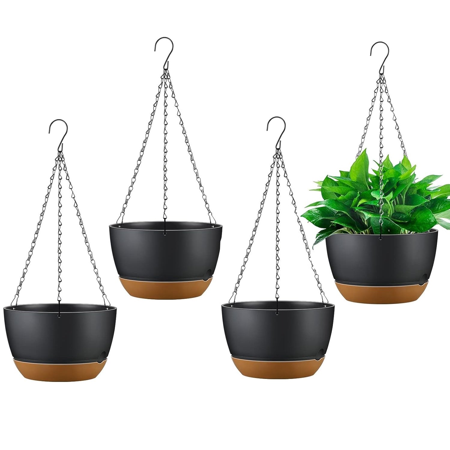 4Pcs 9.64In Diameter Hanging Planter with Drainage Holes Removable