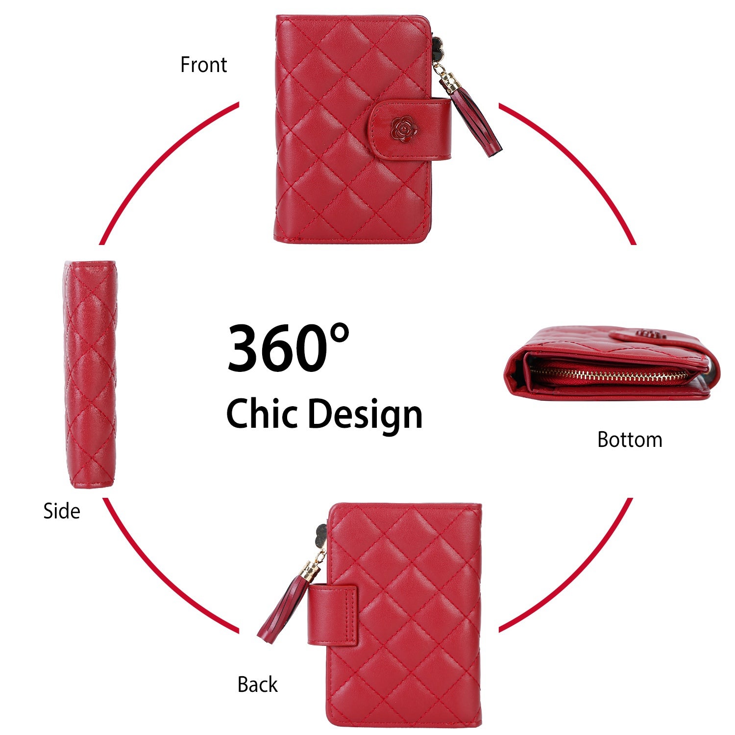 Women Wallet PU Leather Lady Clutch Case Credit Card Holder ID Card Window Coin
