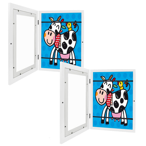12.99x9.52in Kids Art Frame Front Opening Wooden Frame Artwork Display Stor 8643