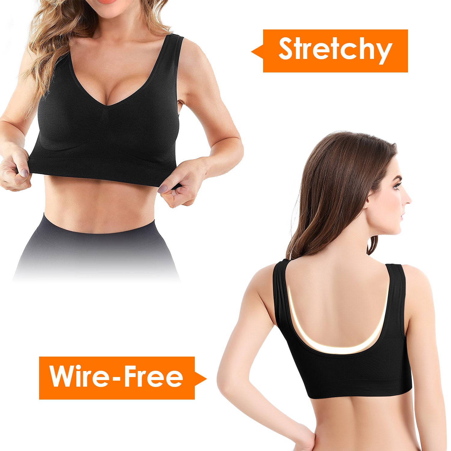 3 Pack Sport Bras For Women Seamless Wire-free Bra Light Support Tank Tops For