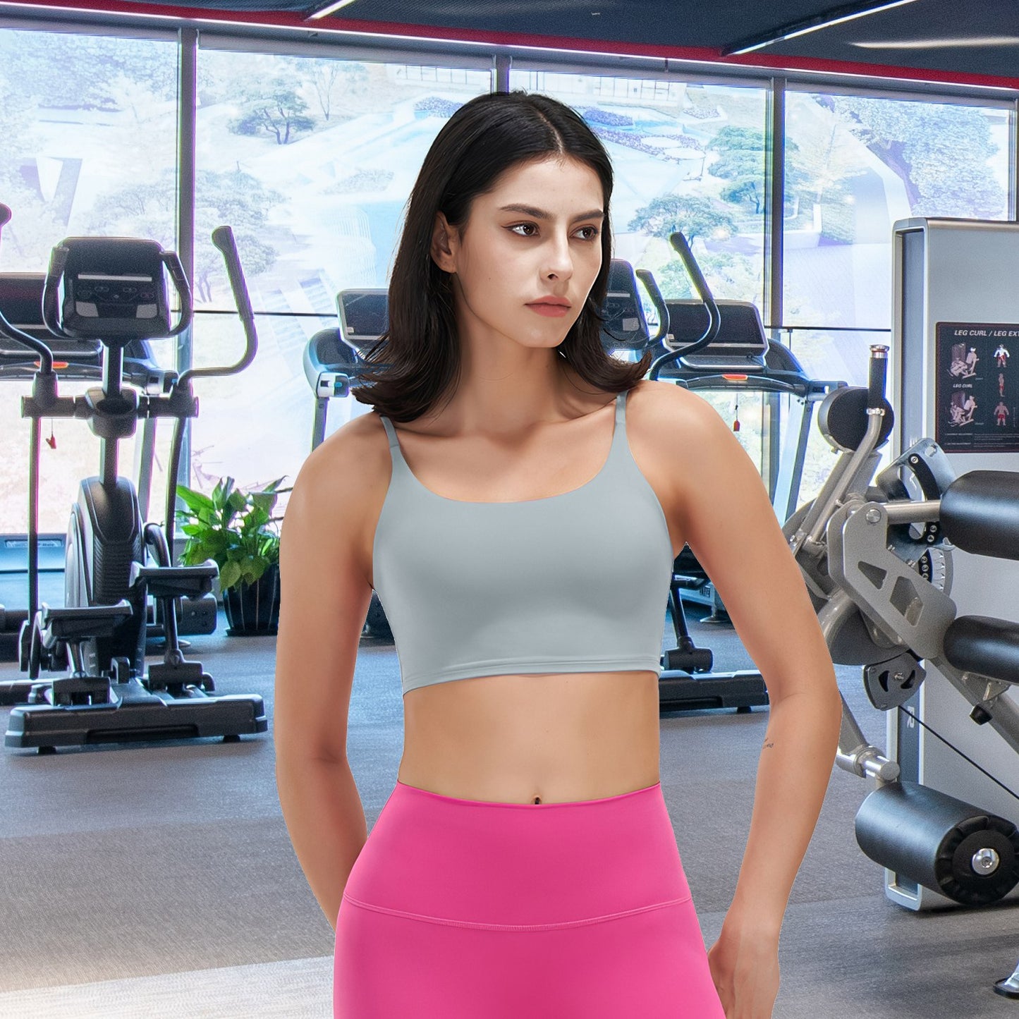Women Strap Sport Bras Padded Strappy Crop Square Neck Low Impact Bras Sexy