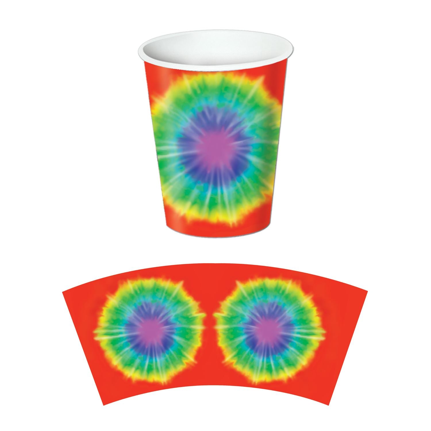 Beistle Tie-Dyed Beverage Cups - 60's | Party Supply | Decoration