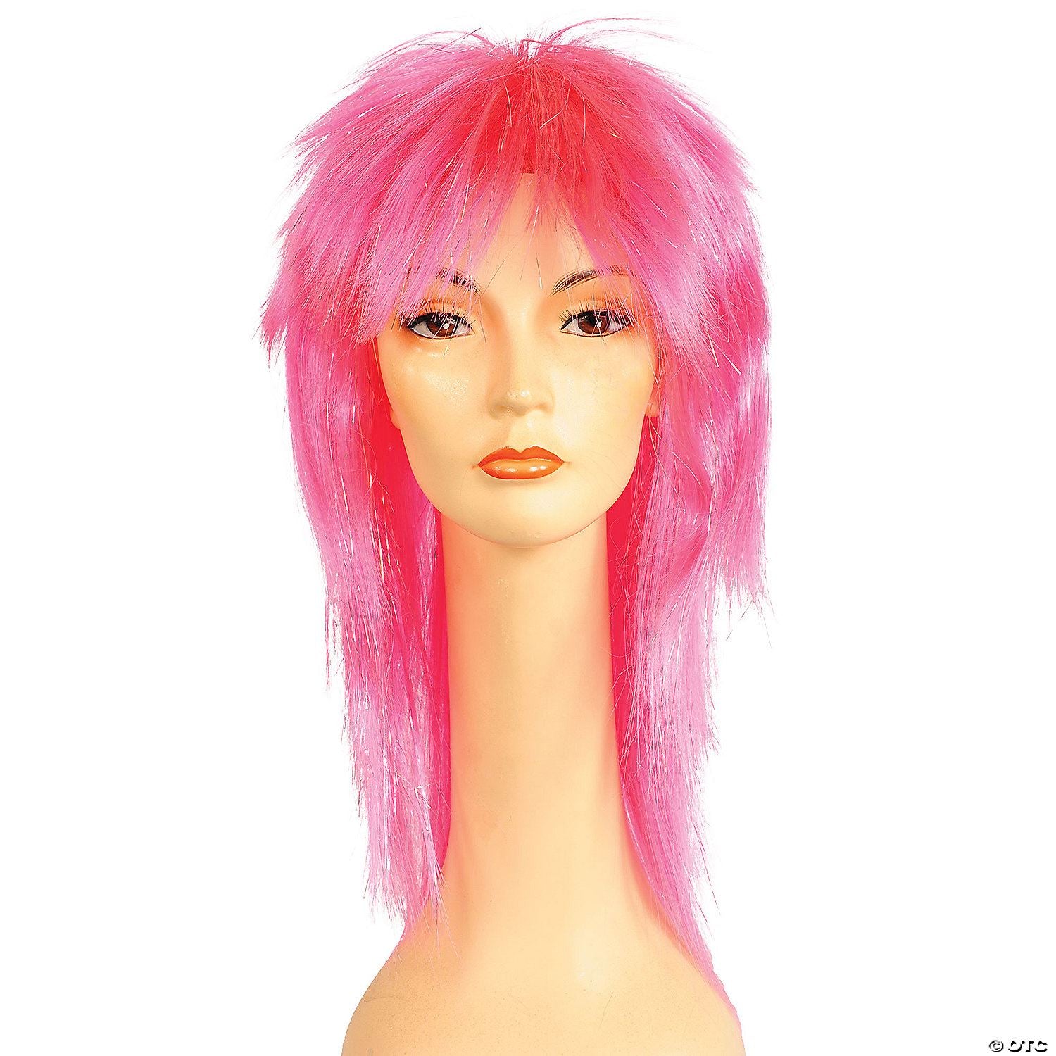 Long Straight Shag Wig with Tinsel Pink
