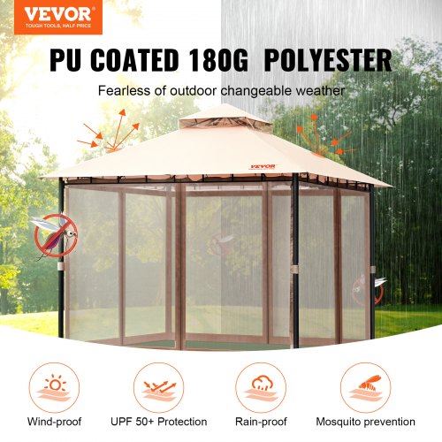 Patio Gazebo for 6-8 Person 10 x 10 FT Backyard Gazebo with Mosquito Netting