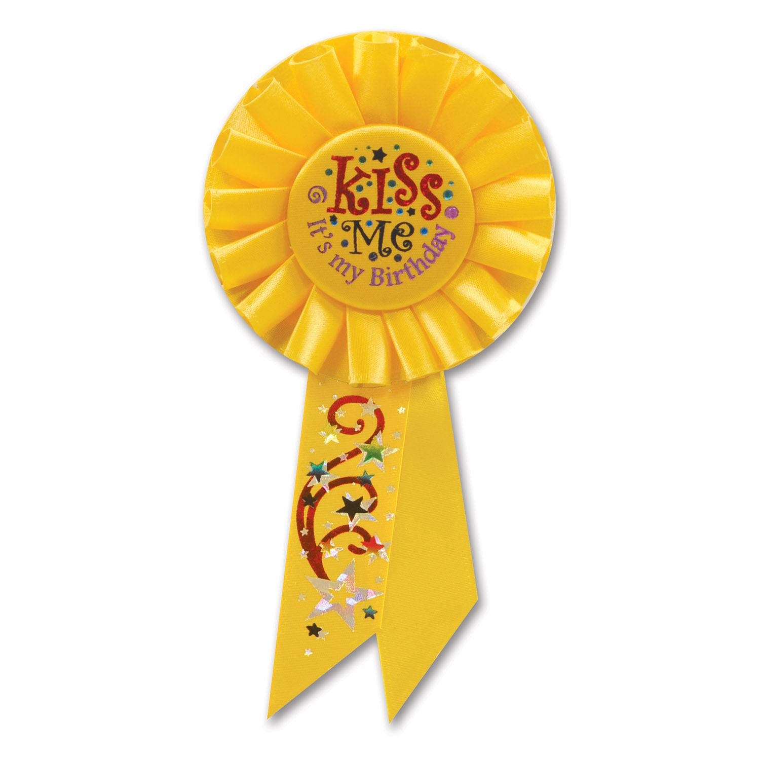 Beistle Kiss Me, It's My Birthday Rosette Ribbon | Party Supply | Decoration