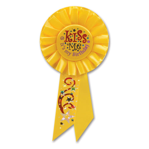 Beistle Kiss Me, It's My Birthday Rosette Ribbon | Party Supply | Decoration