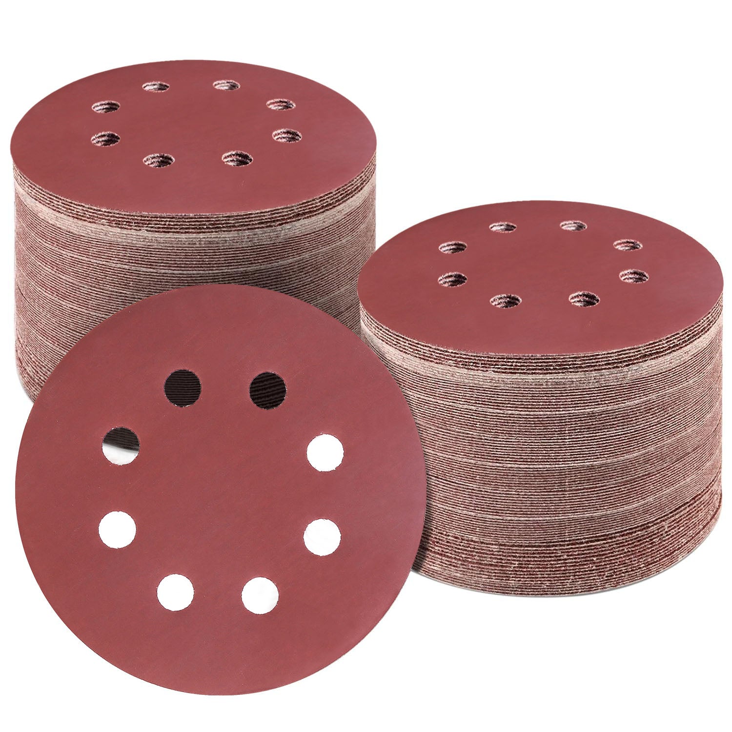 120Pack 5 Inch 8 Hole Round Sandpapers Random Orbital Sander Pads Sanding Discs