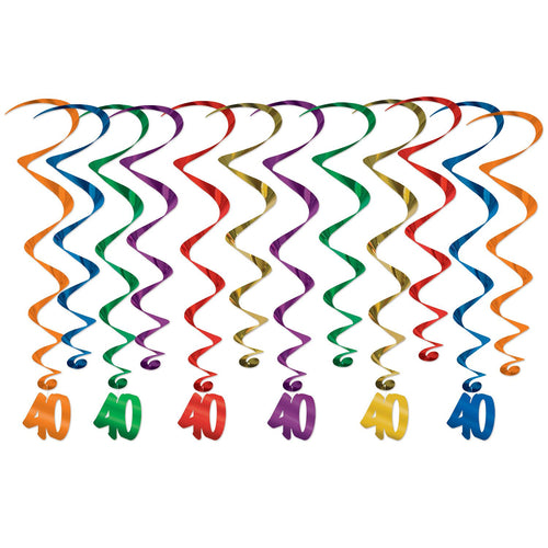 Beistle '40' Whirls - 12 Piece - Birthday-Age Specific | Party Supply
