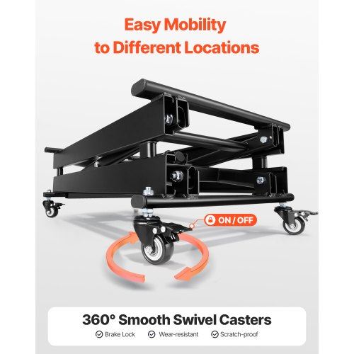 28" Electric Lift Table Single Scissor Electric Lifting Platform 330 lbs 4 Wheel