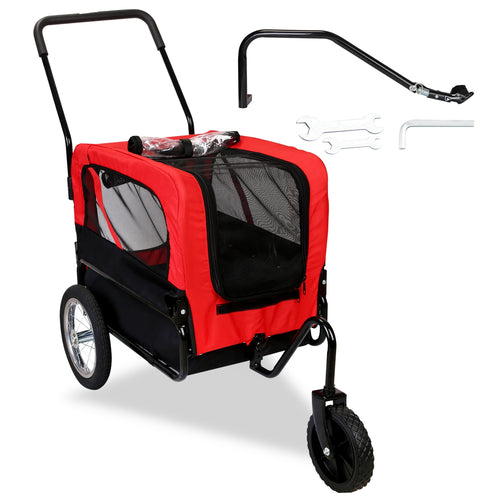 2-in-1 Pet Bike Trailer And Stroller with Canopy Bicycle Carrier Bicycle Cargo