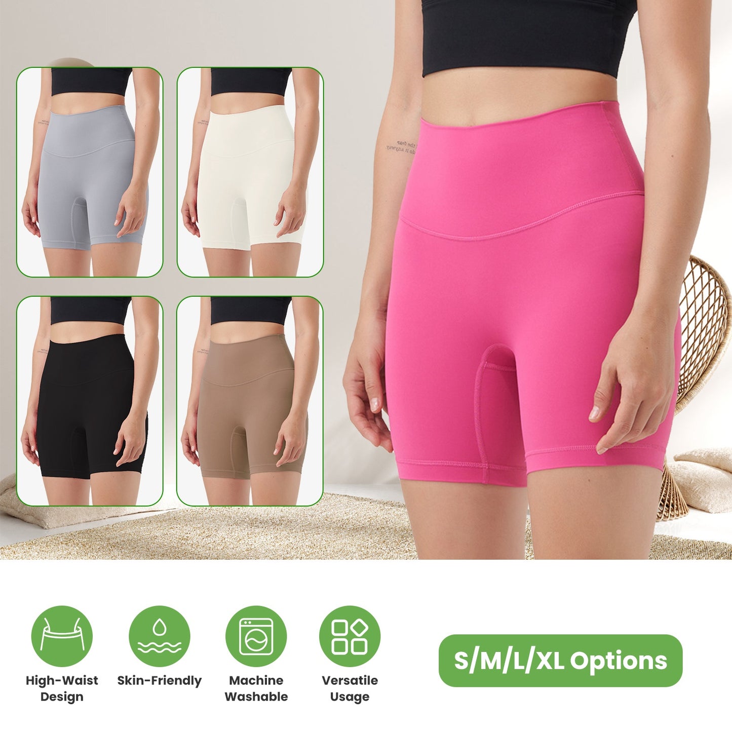 Women s High Waist Biker Shorts Tummy Control Pants Athletic Leggings Spandex