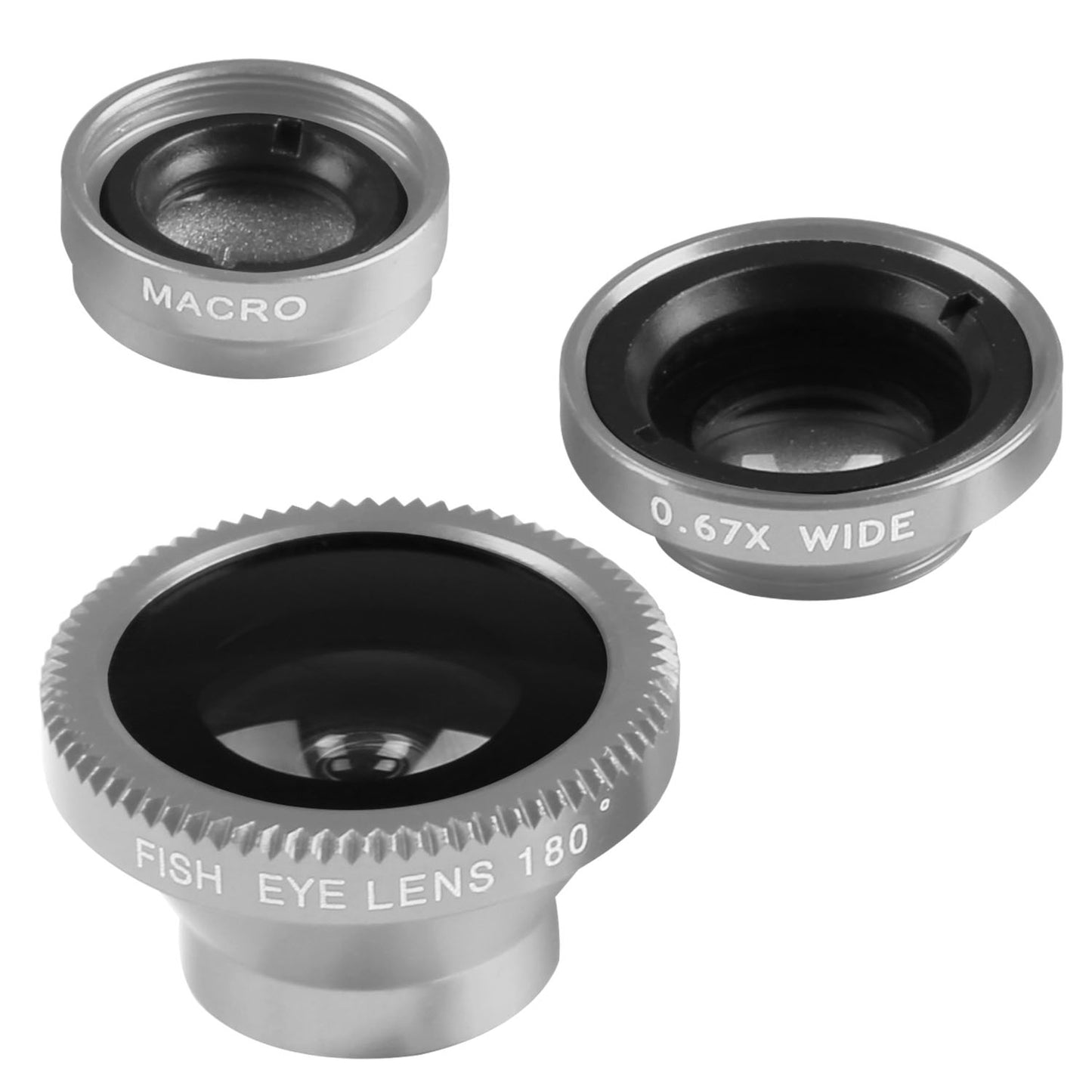Phone Camera Lens Kit Magnetic 180°Fisheye Lens 0.67xWide Angle 10X Macro L 0003