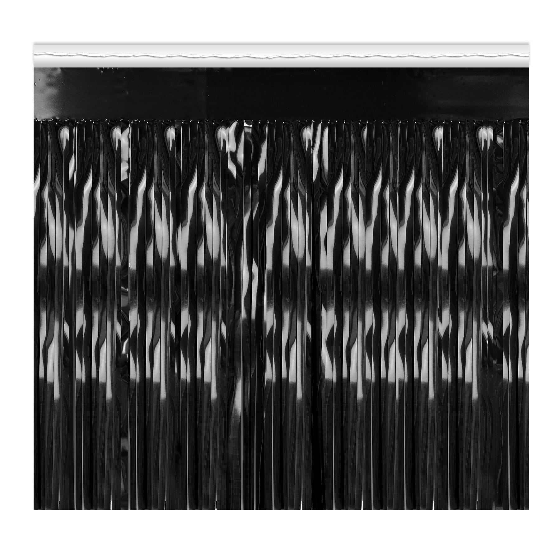 Beistle 2-Ply FR Metallic Fringe Drape - Black - General Occasion | Party