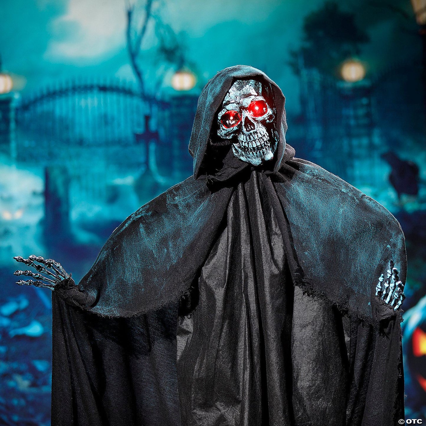 5 1/2 Ft. Animated Standing Skeleton of Death Plastic Statue | Halloween