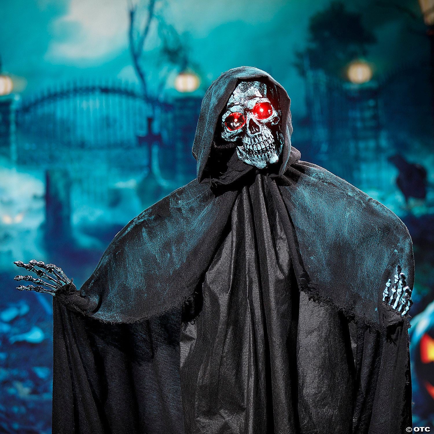 5 1/2 Ft. Animated Standing Skeleton of Death Plastic Statue | Halloween