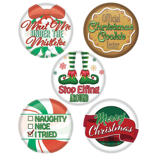 Beistle Christmas Party Buttons - Christmas/Winter | Party Supply | Decoration