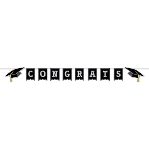 Beistle Congrats Grad Pennant Banner - Graduation | Party Supply | Decoration