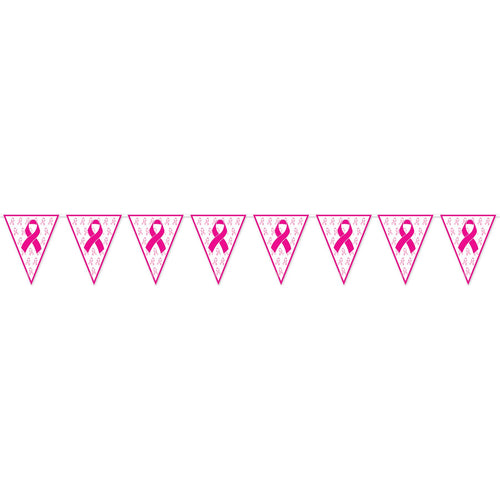 Beistle Pink Ribbon Pennant Banner | Party Supply | Decoration | Favor | Award