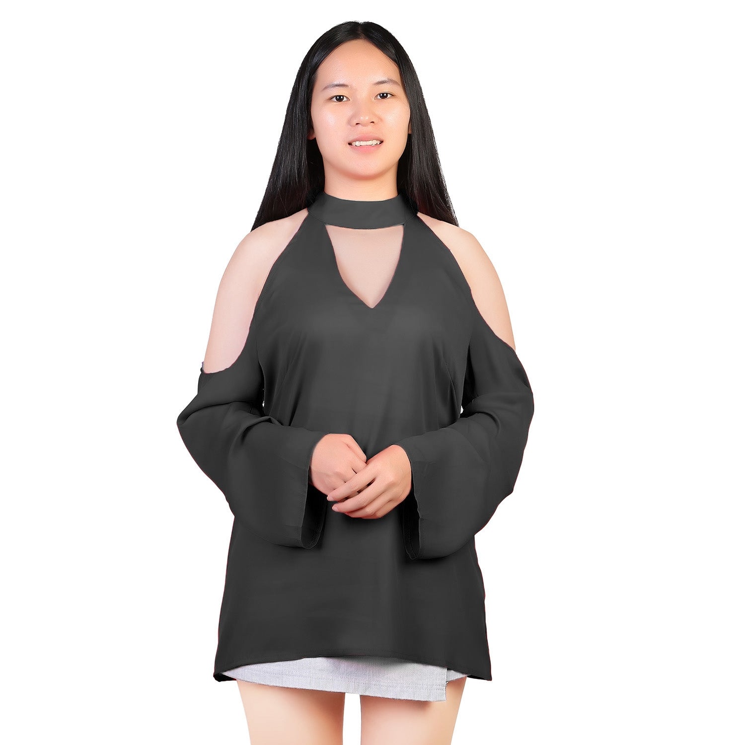 Women s Sexy Off The Shoulder Blouses Cold Shoulder Tops V-Neck Long Sleeve