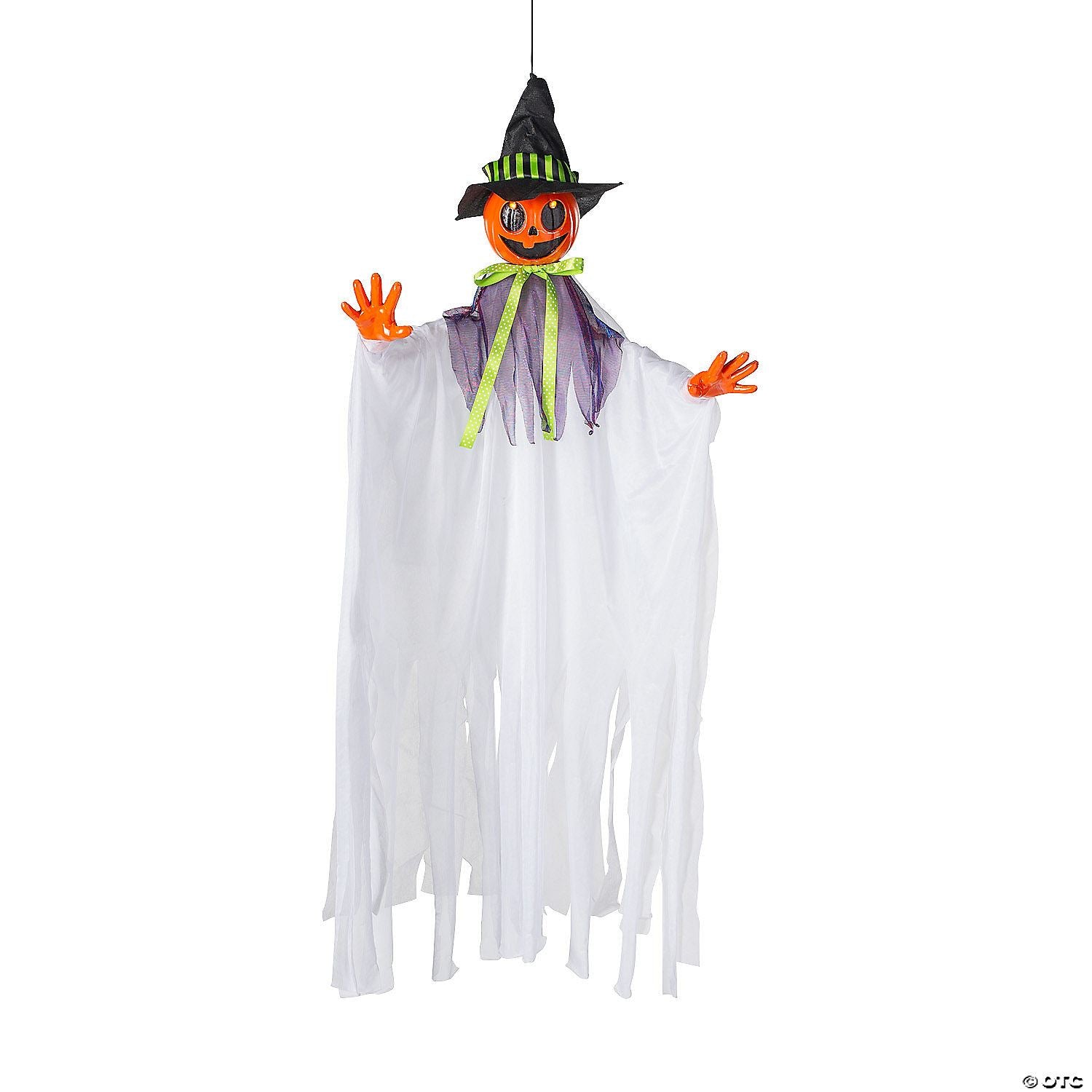 47 1/4" Animated Smiling Pumpkin Scarecrow Hanging Halloween Decoration