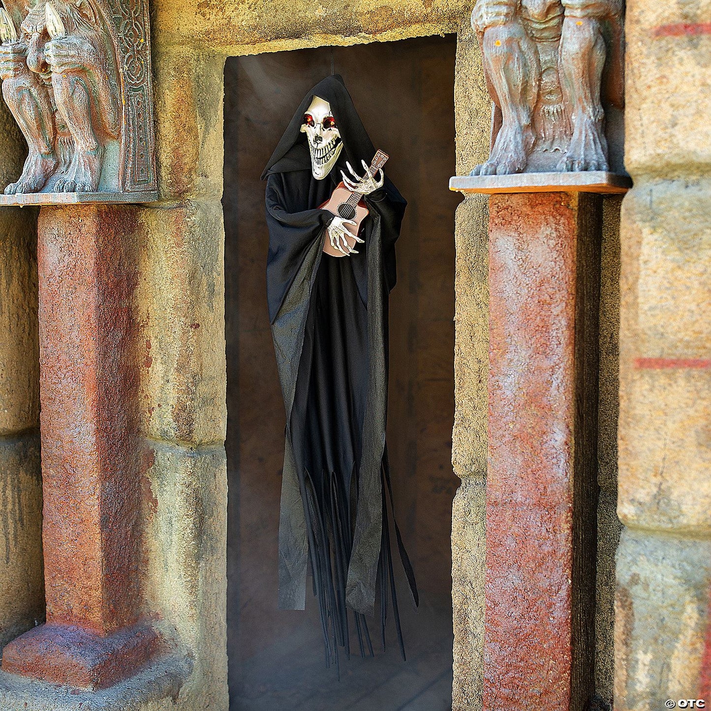 13 3/4" x 47 1/4" Hanging Animated Singing Reaper with Guitar Halloween