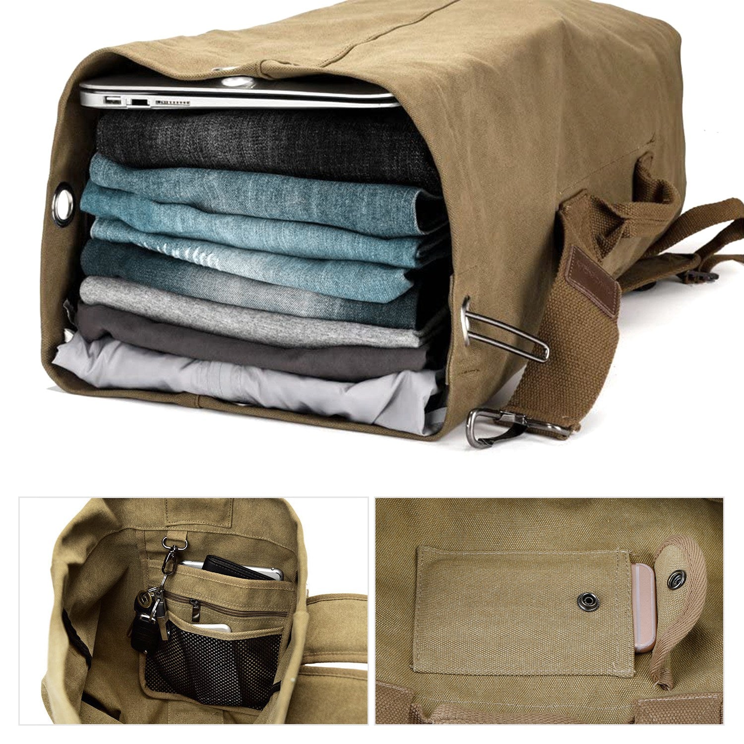 Canvas Backpack Outdoors 25L Travel Laptop Bag Camping Hiking Tactical Military